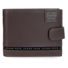 Pepe Jeans Joumma Bags Tape Horizontal Purse with Click Closure, Brown, 11 x 8.5 x 1 cm, Leather by Joumma Bags, Talla única, Horizontal Purse with Click Closure, brown, Standard size, Horizontal