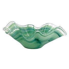 Vietri Onda Glass Green Large Bowl, Handmade Decorative Dish, Fruit & Candy Bowl for Office/Home