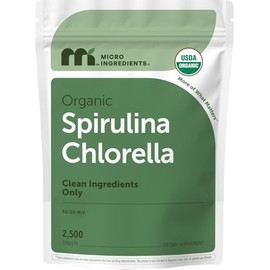 Micro Ingredients Organic Spirulina Chlorella Mini Tablets, 2,500 Tablets (8 Month Supply) | 50/50 Algae Blend | No Fillers, Non-GMO