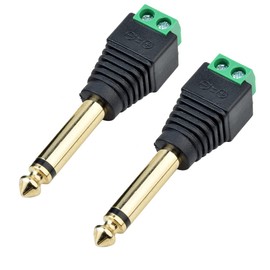 euroharry 6.35 mm Jack Plug Adapter - Jack to 2-Pin Audio Cable Terminal Block Set - Terminal Block 6.35 mm Jack 2-Pin - Screw Mounting (2, Black)