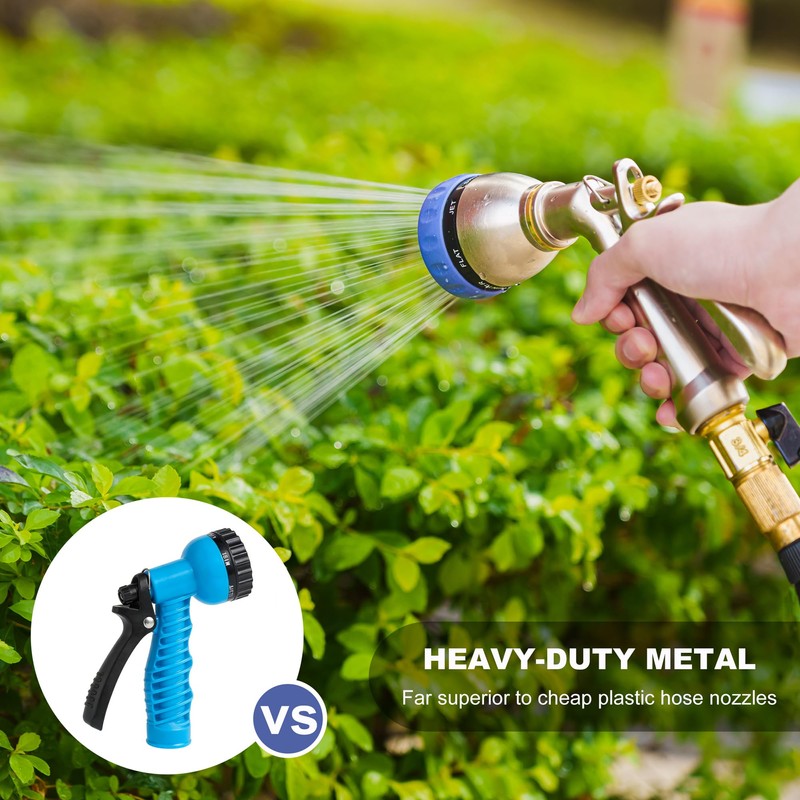 HOSUN Heavy Duty Garden Hose Nozzle, 100% Metal Adjustable Water