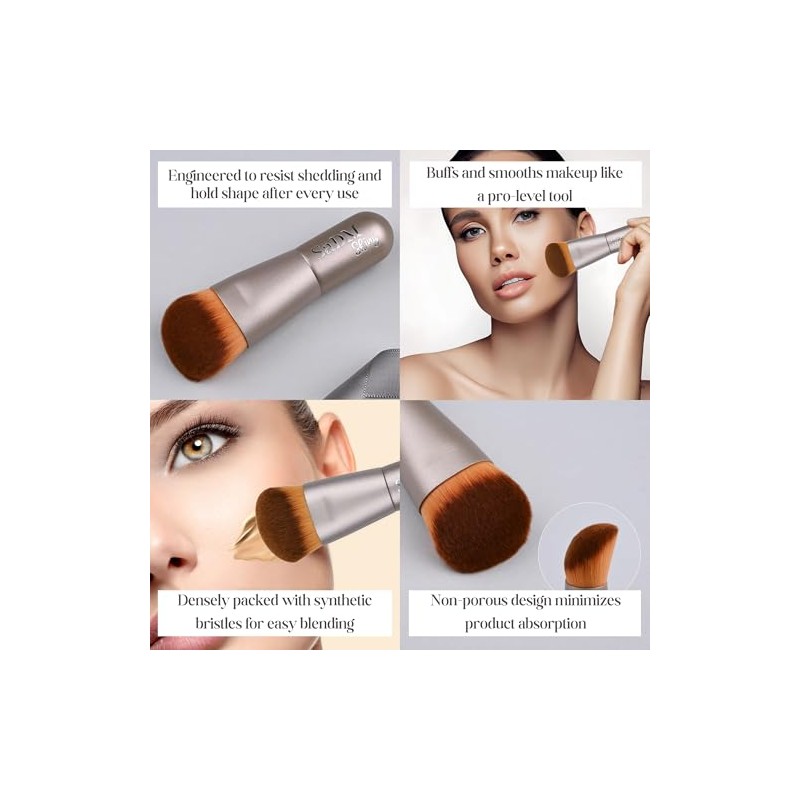Kabuki Angled Makeup Brush for Powder, Cream, Liquid Foundation, Sunscreen,