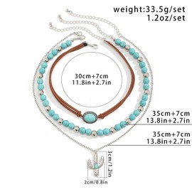 Jovono Boho Choker Necklace Silver Cowgirls Boot Pendant Necklaces Turquoise Western Necklace Chain for Women (Set A)