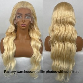 Grcabeir 30 Inch 613 13x4 Lace Front Wig Human Hair 180 Density Blonde Wig Human Hair 613 HD Lace Front Wigs Human Hair Blonde Body Ocean Wave Wig Human Hair Pre Plucked 613 Loose Wave Wig