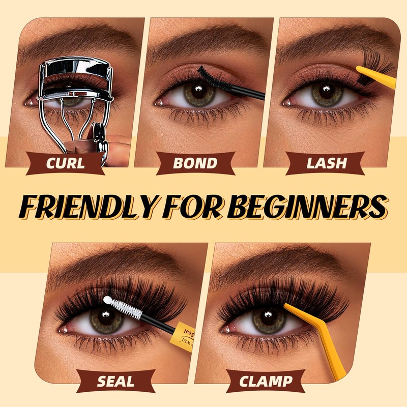 QUEWEL Eyelash Extensions Set, 280 Pieces, Individual Eyelashes, 60 +