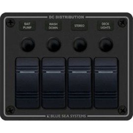 Blue Sea 8372 Water Resistant 4 Position - Black - Horizontal Mount Panel