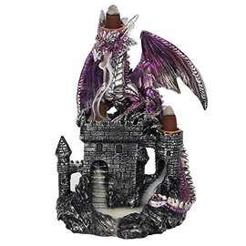 Green Tree Purple Dragon on Castle Backflow Incense Burner