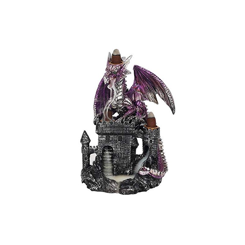 Green Tree Purple Dragon on Castle Backflow Incense Burner