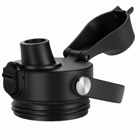 XACIOA Spout Lid Compatible With Yeti Rambler Bottle, Replacement Top for 18 26 36 64 oz, With Straw and Chug Cap, Push Bottom, Water Bottle Flask Cover Accessories (Black)