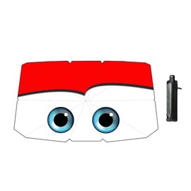 Parasol Brella Shade en forma de paraguas, parasol para parabrisas de coche con bloqueo UV, aislamiento térmico, protección, 79 x 145 cm (ojos en color rojo)