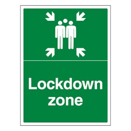 V Safety Lockdown Zone with Family - Portrait 200 x 300 mm - Perspex Clear Cast Acrylic Safety Sign