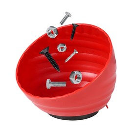 NYTKL Magnetic Nut Cup, Curved Magnetic Parts Tray Bolts Organizer Holds Up to 5 Pounds, Multi-Use Nuts Screws Bowl Small Parts Tray Attaches to Metal Surface, Car Accessories (Red)