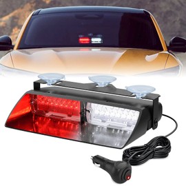 Nilight Red and White Emergency Strobe Lights Windshield Hazard Warning Safety Flash with Suction Cups Super Bright LED Light for Police Enforcement Firefighters Vehicle Truck