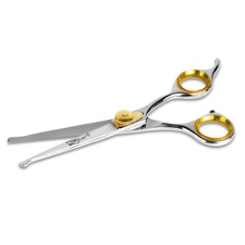 Sharf Dog Grooming Scissors, Gold Touch 6.5 Inch Straight Professional Dog Grooming Shear with Safety Round Tip