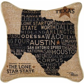 Manual Americana Collection Throw Pillow with Piping, 17 X 17-Inch, USA Texas from Pela Studios