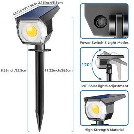 6 Pack Solar Spot Lights Outdoor, Solar Spotlights Outdoor Waterproof 2-in-1 Auto On/Off Landscape Lighting for Outside Yard Wall Garden Pathway(Warm White)