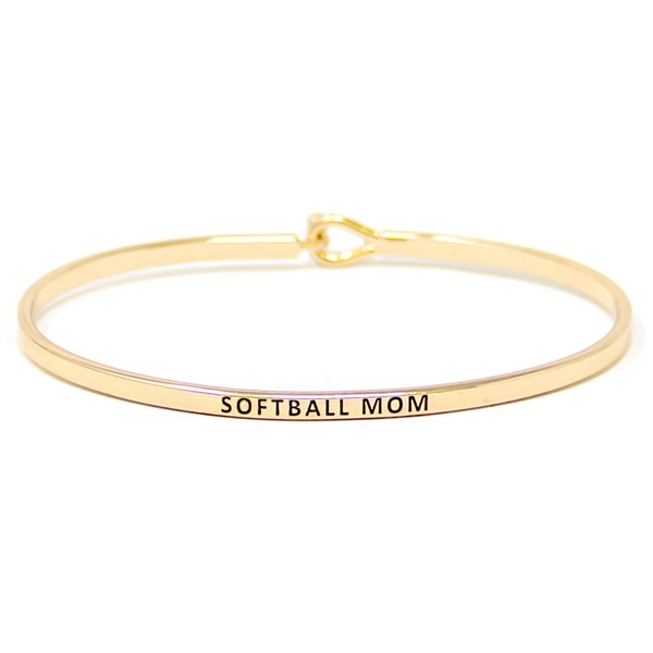 by you Sports Mom Inspirational Messages Engraved Thin Bangle Hook