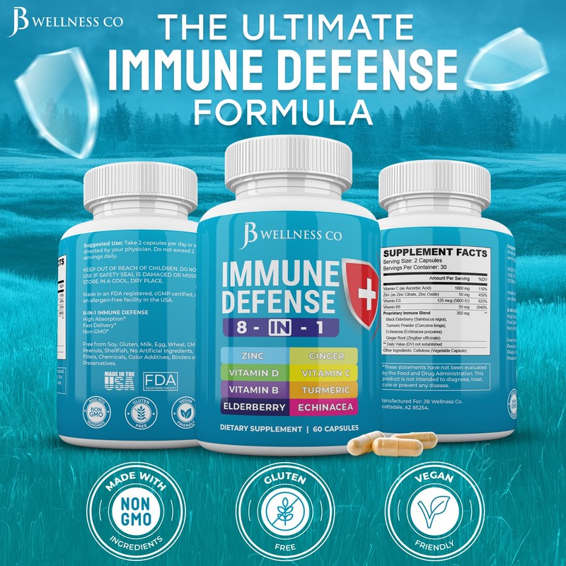 JB WELLNESS CO Immune Support 8 in 1 Capsules -