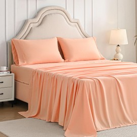 Swiftify Twin Sheets Set, 3 Pieces Hotel Luxury Soft Microfiber Bed Sheets Set, Up to 18" Deep Pockets, Oeko-Tex Sheets with Elastic, Breathable, Wrinkle Free (Peach Pink, Twin)