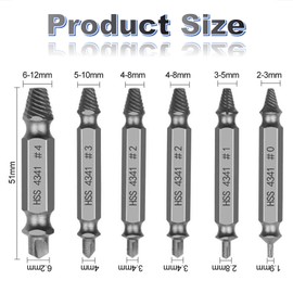 6 PCS Damaged Screw Extractor Set, Double-Head Drill Bit Set Easy Out Stripped Screw Remover Kit, HSS 4341 Bolt Extractor Remover Tool All-Purpose for Remover Damaged or Broken Bolt Screws