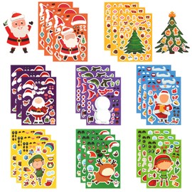 Christmas Stickers, Make Your Own Stickers, Make a Face Stickers Christmas Stickers for Crafts Mix and Match Sticker Sheets for Birthday Gift Christmas DIY Crafts Holiday Party Favors Supplies, 24 Pcs