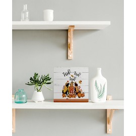 kunlisa Fall Signs,Fall Dogs Pumpkin Wood Box Sign Desk Decor,Rustic Fall Wood Block Plaque Box Sign for Home Farmhouse Shelf Table Decor 5x5 Inch