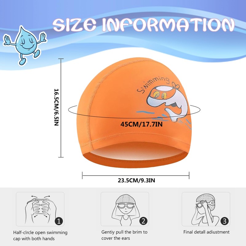 PD Kids Swimming Cap – Cartoon PU Swim Cap for