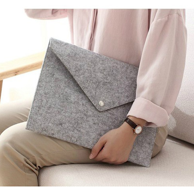 Felt Tablet Sleeve Bag Large Capacity Layered Storage Soft Inner