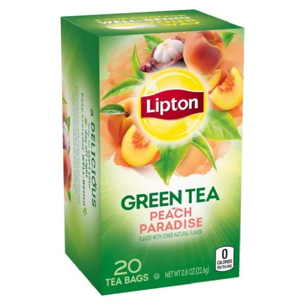 Lipton Peach Paradise Green Tea, Peach, 20 Count (Pack of 6)