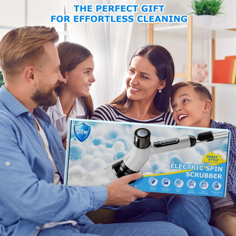 Wikihhome Electric Spin Scrubber,Cordless 2 Speeds Shower Scrubber with Foam