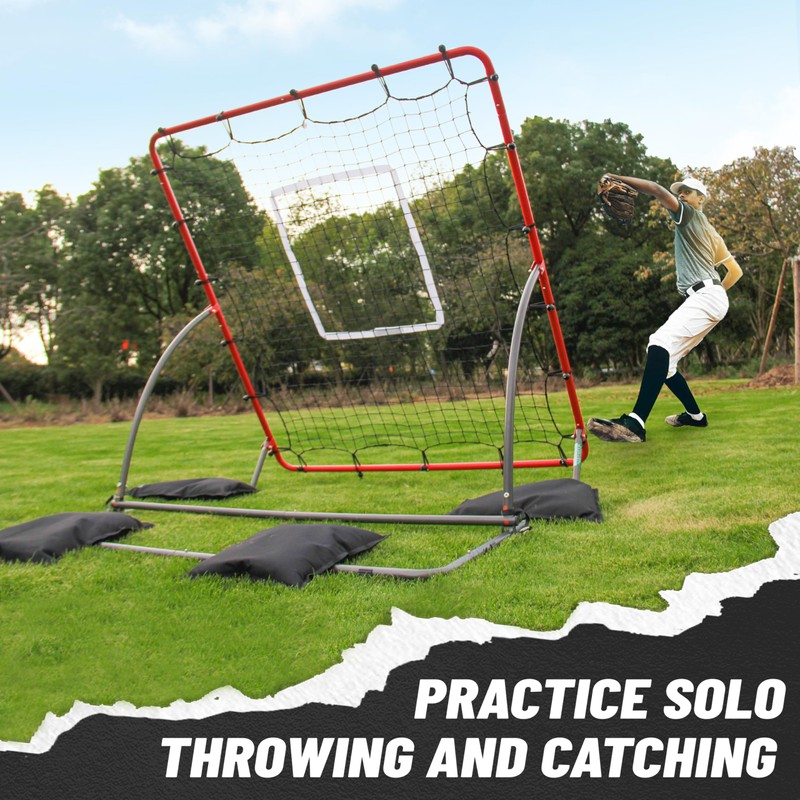 Heavy Duty Baseball Rebounder Net 4x4.5 FT Pitchback with 3