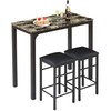 VECELO Dining Table Set with 2 Stools,3 Piece Counter Height
