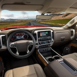 CACAWIZ Car Steering Wheel Cover for GMC, Compatible with Sierra, Acadia, Canyon, Enyon, Terrain,Yukon, Premium Leather, Sporty Design, Black