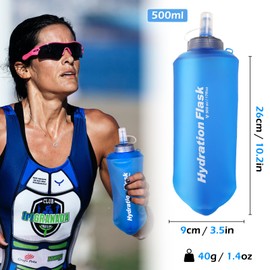 Triwonder Water Bottle, TPU Foldable Soft Flask, Water Bottle BPA-Free Sports Bottle for Hydration Backpack Bicycle Sports