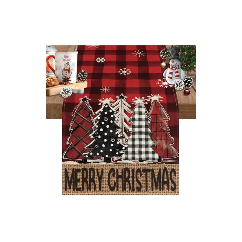 Camino de Mesa Navidad Estampado, Camino de Mesa Invierno Diseño