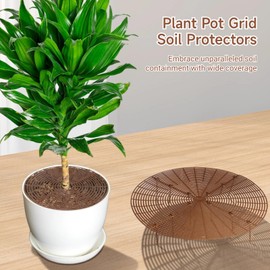 4 Pcs Plant Pot Grid Soil Protectors, 20.5" & 11.8" Cuttable Plant Pot Cover with Serrated Stakes, Plant Protector Cat Digging Stopper, Soil Cover for Indoor Outdoor Plants