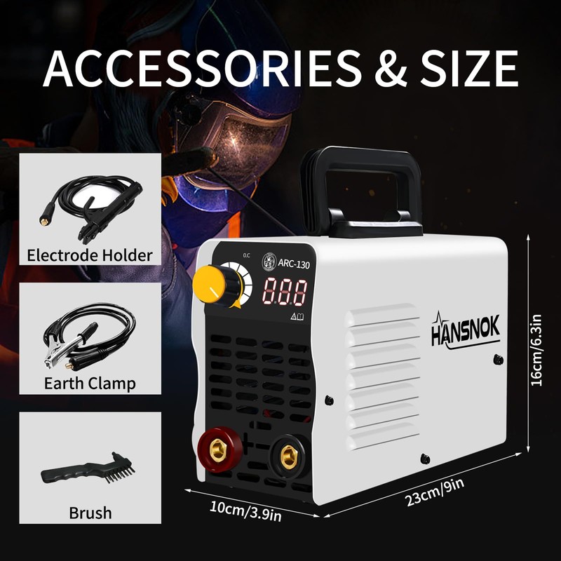 HANSNOK 130Amp ARC-130 Welder, Super MINI Portable Welding Machine, IGBT