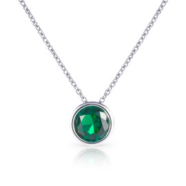 namana 925 Sterling Silver White Green Blue Red Cubic Zirconia Solitaire Pendant Necklace With A Coloured Stone, Sterling Silver, Cubic Zirconia