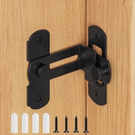 SMARTSTANDARD Barn Door Lock, 90 Degree Barn Door Latch, Matte Black Steel Gate Latch Hardware, Barn Door locks and Latches for Bedroom, Outdoor Wooden Fence, Pocket Door, Cat Door (Black, 1PCS)