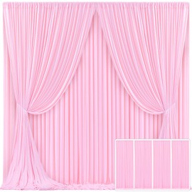 4 Panels Pink Backdrop Curtain for Parties Baby Shower Wrinkle Free Pink Photo Curtains Backdrop Drapes Fabric Decoration for Wedding Birthday Party 20ft(W) x 10ft(H)