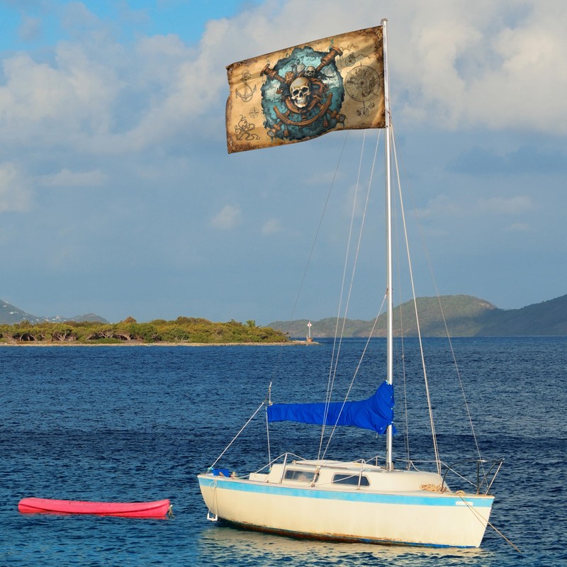 Pirate Flag 90 x 150 cm with Eyelets - Large