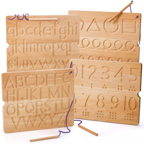 Suwimut Number & Letter Tracing Board Montessori Wooden Alphabet Tracing
