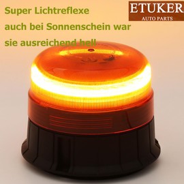 ETUKER 12 V 24 V Orange Rotating Light LED Magnet 3 x Flash Pattern Car Front Flasher Orange Rotating Light Tractor Truck Flashing Light Car