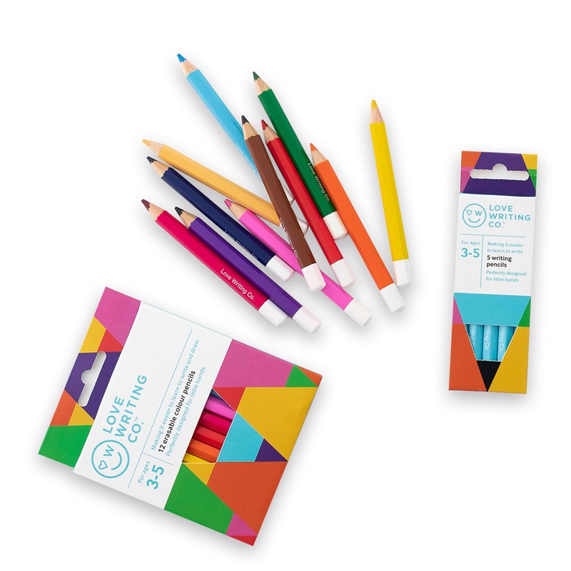 Love Writing Co. Erasable Colouring Pencils for Children | Ages