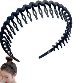 Mirhua Headband with Comb and Bangs Clip for Men and Women, Skin Care, Face Wash (Black, Fluffy Size)
