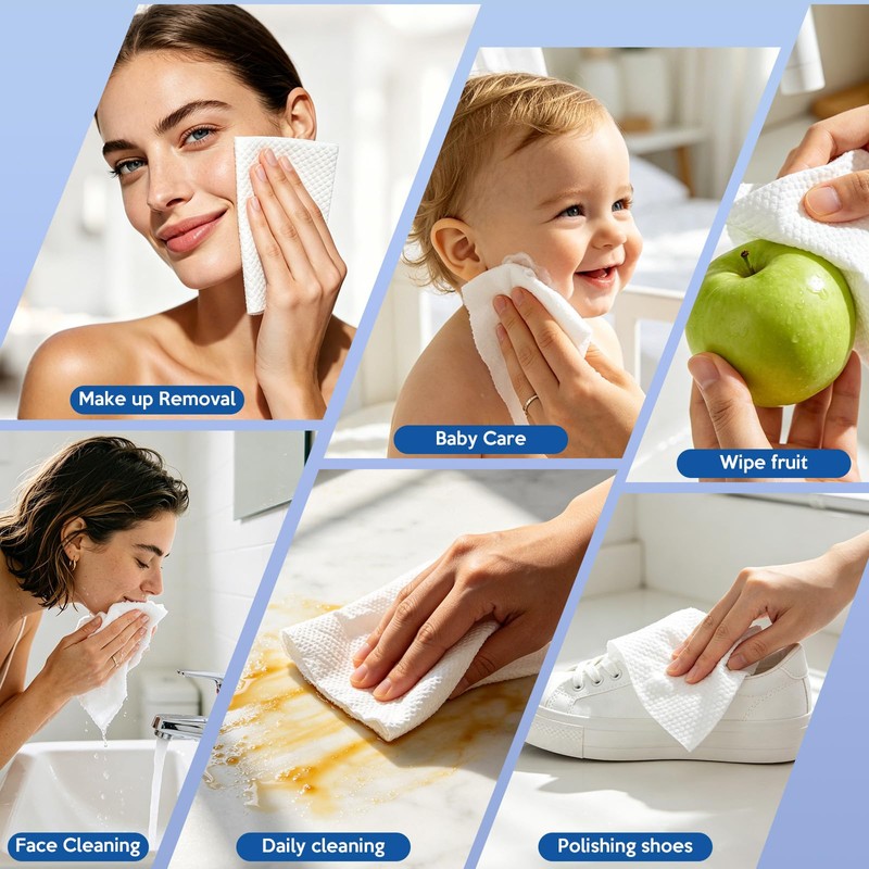 Face Towels, Disposable Face Towels 200 Count, Biodegradable Ultra Soft