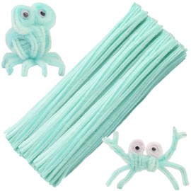 100 Pcs Pipe Cleaners Craft, Pipe Cleaners Chenille Stem, Light Green Pipe Cleaners Craft Supplies for Pipe Cleaners DIY Arts Crafts Decorations