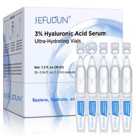 3% Hyaluronic Acid Serum, Hyaluronic Acid Tubes Single-Use Vials Face Anti Aging Facial Serum for All Skin Type, Provides Long-Lasting Hydration & Face Skin Repair Ultra-Hydrating Serum 30Pcs/Box