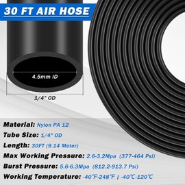 1/4" Air Line Service Kit for Air Bags Suspension Kit with Brass DOT Air Brake Fittings,1/4 DOT Air Fittings, 30 FT (9.1M) DOT Air Line PA Hose for Air Shock Line Kit Replacement Components