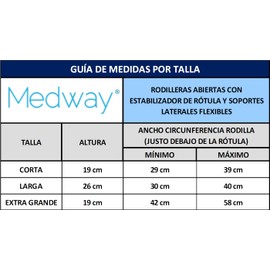 MEDWAY | Rodillera Larga abierta con estabilizador de rótula y soportes laterales flexibles Color Negro